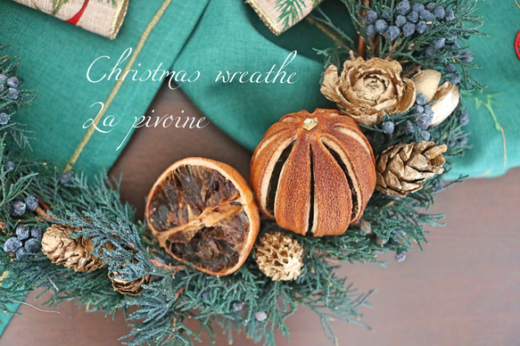 【ギフトラッピング無料】natural Christmas wreathe2018/プリザーブドフラワーフラワー 3枚目の画像