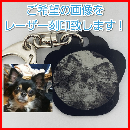 肉球プレートキーホルダー ドッグタグ ご希望の画像·文字をレーザー 