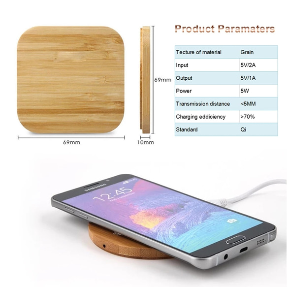 ご希望の画像をレーザー刻印　木製ワイヤレス充電パッド Qi 3枚目の画像