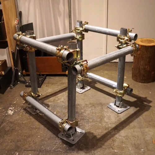 DIY テーブル 作業台 脚 土台 ステップ スツール 棚 単管パイプ