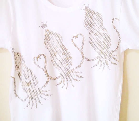 ◎海洋シリーズ◎深海の神秘☆ダイオウイカのTシャツ（ハンドプリント）(受注制作) 2枚目の画像