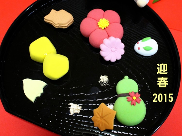 【送料無料】もこもこ羊と和菓子のお正月飾り♡ 3枚目の画像