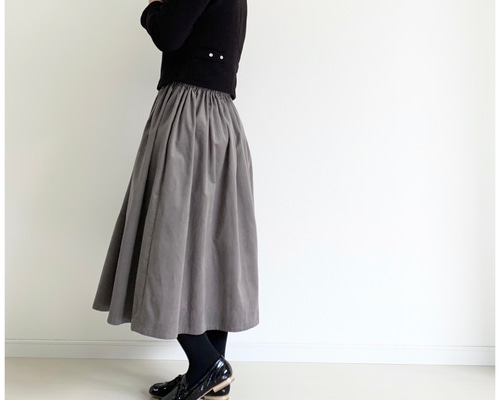 【未使用タグ付き】45R チャコールグレー ギャザースカート (サイズ0) 1_5bdec70504b957a47d6b66b73a3c