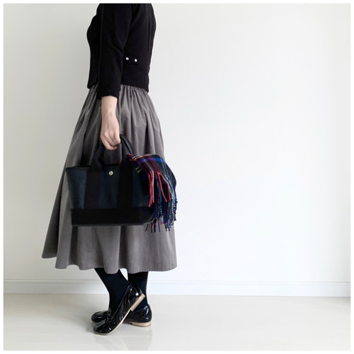 人気色♪コーデュロイのギャザースカート チャコールグレー ロング