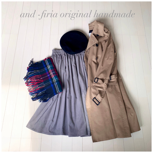 人気色♪コーデュロイのギャザースカート チャコールグレー ロング