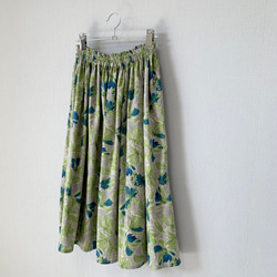 水彩フラワーのリネンギャザースカート 10枚目の画像