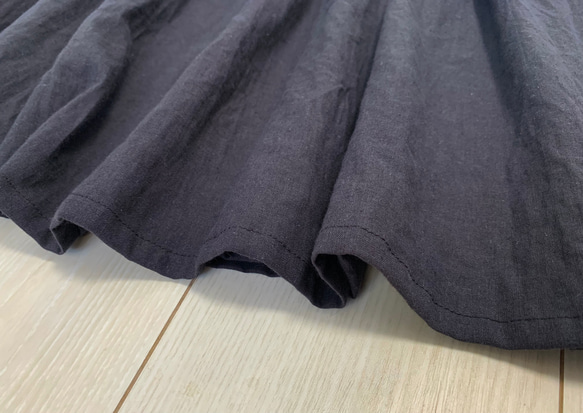 cottonリネンのギャザースカート　チャコールグレー 9枚目の画像