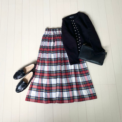 起毛タータンチェックギャザースカート ドレススチュアート ロング