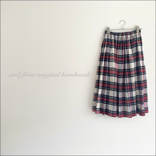 起毛タータンチェックギャザースカート ドレススチュアート ロング