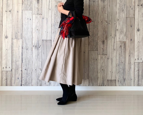 新品 ハウスHUIS. コーデュロイ ロングスカート ブラウン コーデュロイのギャザースカート モカブラウン ロングスカート（マキシ