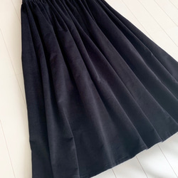 コーデュロイのギャザースカート ブラック 6枚目の画像
