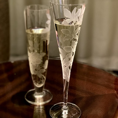 クリスタルシャンパングラス シングル - デンファレ 光と影 - グラス