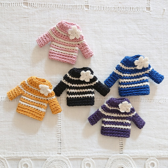 ボーダーセーターのブローチ～border sweater brooch 4枚目の画像