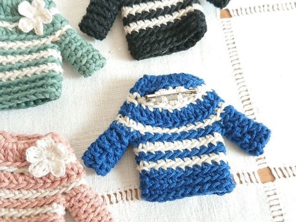 ボーダーセーターのブローチ～border sweater brooch 3枚目の画像