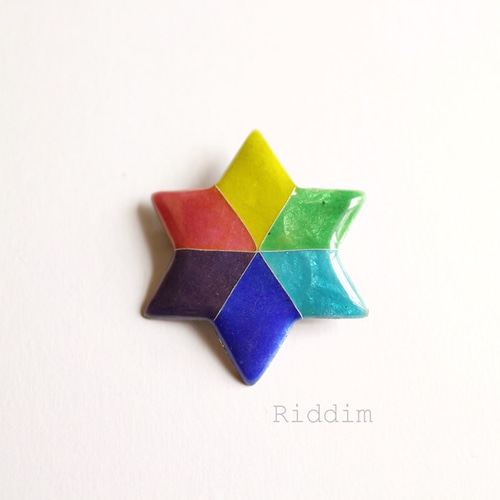 七宝焼き ブローチ スター 麻の葉 レインボー ブローチ Riddim 通販 
