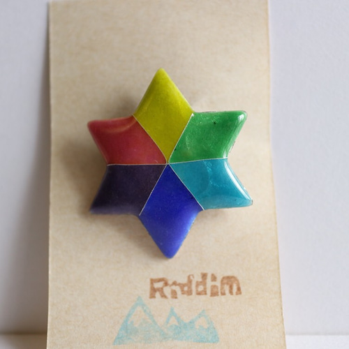 七宝焼き ブローチ スター 麻の葉 レインボー ブローチ Riddim 通販 