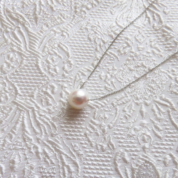 あこや真珠（花珠クラス）スルーペンダント  プラチナ MN0618-004 3枚目の画像
