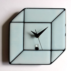 ガラス時計　立方体 （ホワイト×ブラック）壁掛け時計・置時計 1枚目の画像