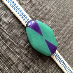 玻璃腰帶夾六邊形（苔綠色×紫色） 第2張的照片