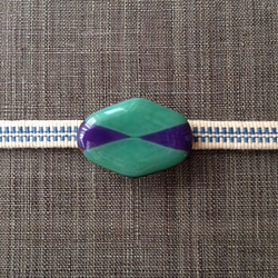 玻璃腰帶夾六邊形（苔綠色×紫色） 第1張的照片
