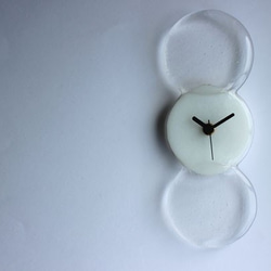 ガラスの壁掛け時計 Simple3 （クリアー×ホワイト）ギフトにもおすすめ 1枚目の画像