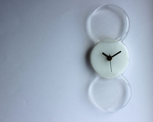 ガラスの壁掛け時計 Simple3 （クリアー×ホワイト）ギフトにもおすすめ