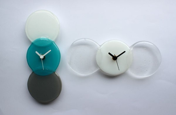 ガラスの壁掛け時計 Simple3 （クリアー×ホワイト）ギフトにもおすすめ 8枚目の画像