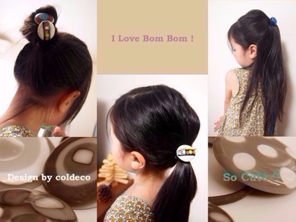 玻璃頭髮橡膠BomBom Irodama系列：大（翠藍） 第6張的照片