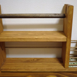 ヒノキのキッチンラック 横タイプ 箸立て付き 2枚目の画像