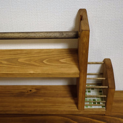 ヒノキのキッチンラック 横タイプ 箸立て付き 3枚目の画像