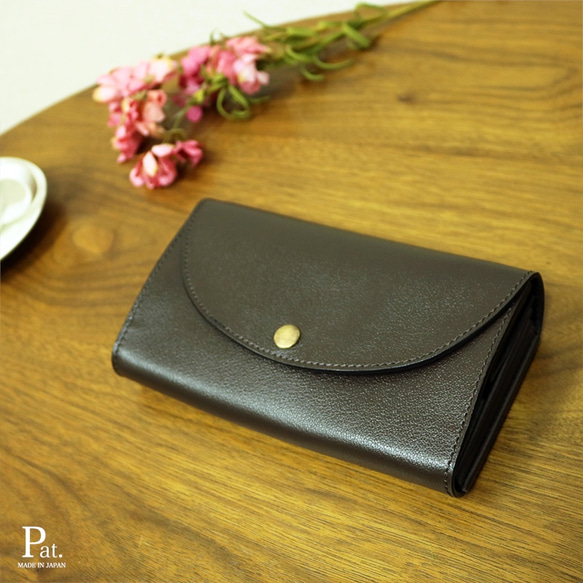 使いやすい長財布 【ベーシック Pat.Origin ダークブラウン】 国産