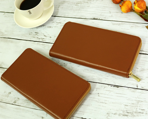 ゴールド完売 使いやすい長財布 【ベーシック Pat.Zip キャメル