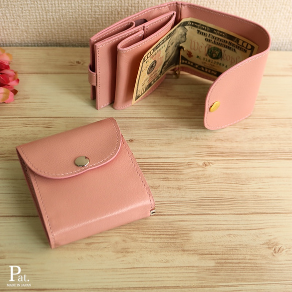 マネークリップ 小さい財布 【ベーシック Pat.mini ピンク