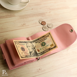 マネークリップ 小さい財布 【ベーシック Pat.mini ピンク】 レザー メンズ レディース 財布 革 プレゼント 2枚目の画像