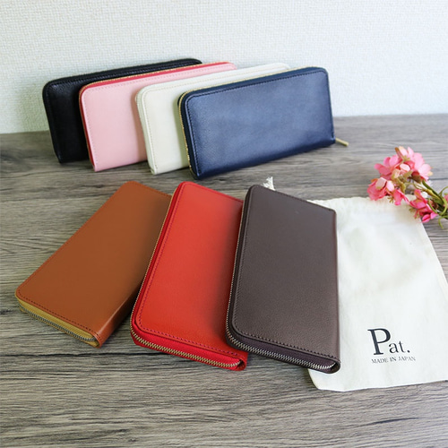 選べる4色＊ 使いやすい長財布 【ベーシック Pat.Zip】 国産レザー 革