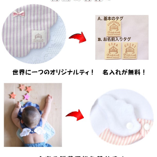 出産祝い 男の子 女の子 名入れ スタイ 天使の羽 ハーフバースデー
