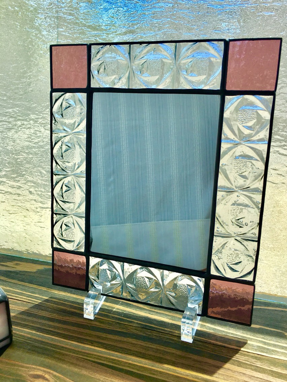 特別価格！バラガラス ステンドグラスのティッシュケース&卓上ミラー 2枚目の画像