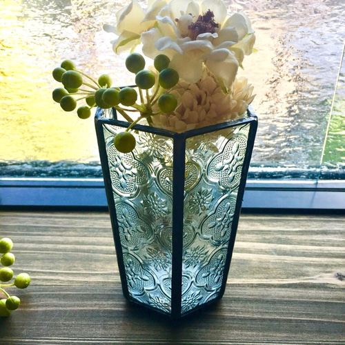 アンティーク　花瓶　ステンドグラス風 アンティーク　花瓶　ステンドグラス風