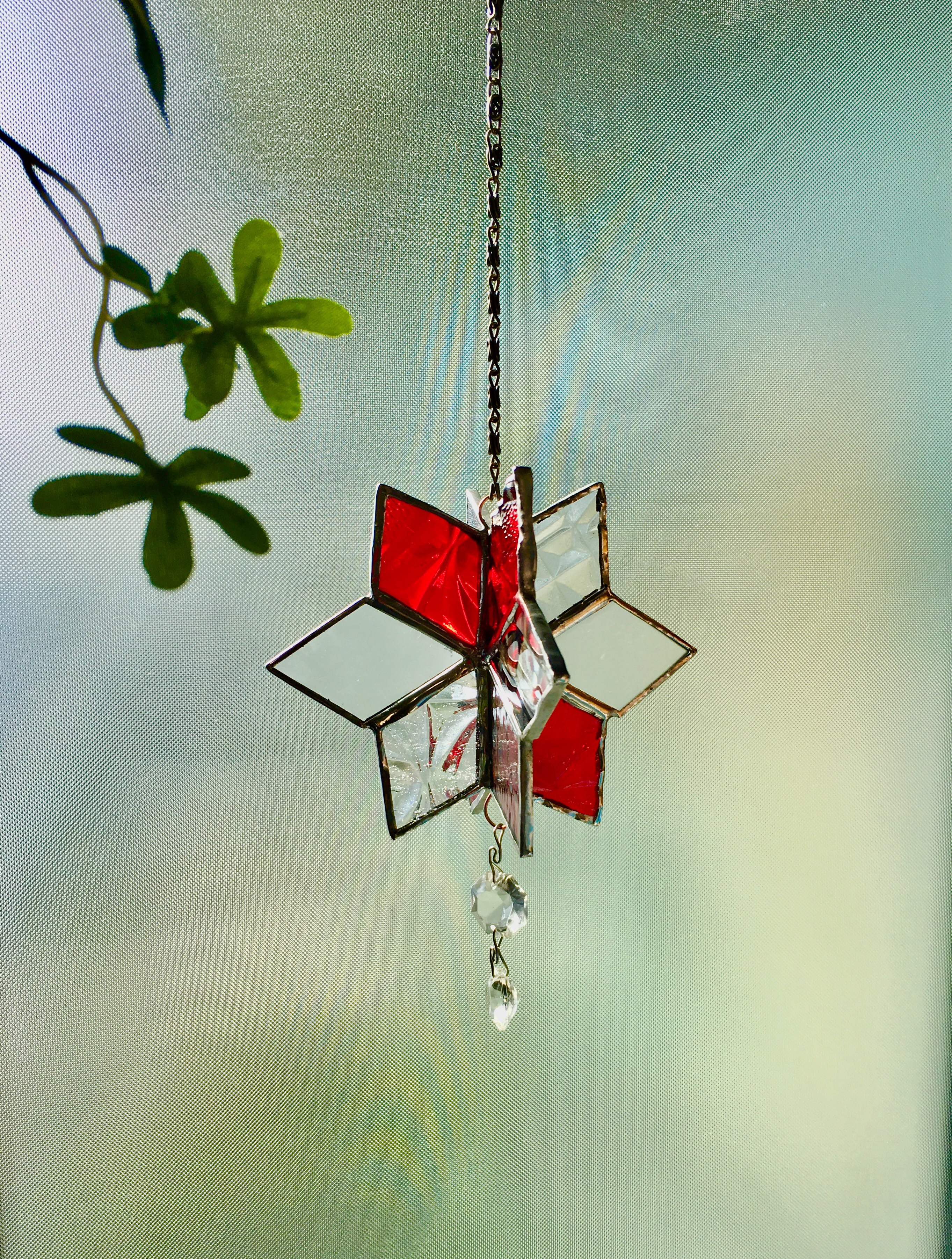 送料無料！ステンドグラス 星のオーナメント＊サンキャッチャー サン