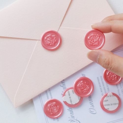 貼るだけシーリングスタンプ。『薔薇』のワックスシール（5枚入り
