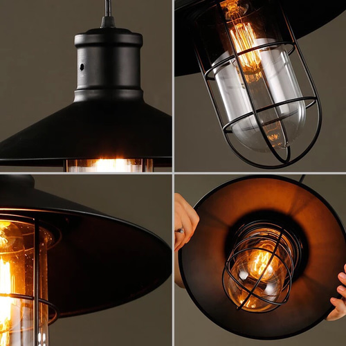 【ヴィンテージ】アイアン製　ペンダントライト　吊り下げ照明 ペンダントライト ワイヤー ランプシェード型 吊り下げ照明