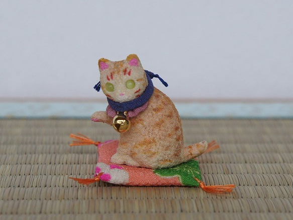 縮緬人形　豆猫二十二　茶トラ 1枚目の画像