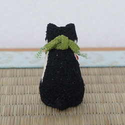 縮緬人形　豆猫三十五　黒シロ 3枚目の画像