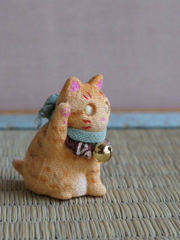 縮緬人形　豆猫二十一　茶トラ 2枚目の画像