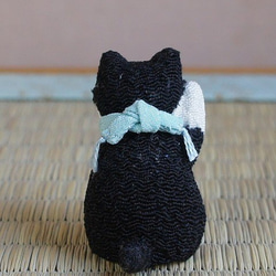 縮緬人形　豆猫三十四　黒白 2枚目の画像