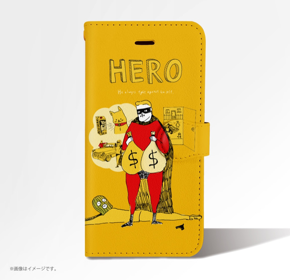 Original手帳型iPhoneケース「誘惑と戦うHERO」 1枚目の画像