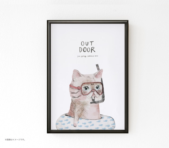 フレーム付きＡ3ポスター「Outdoor_cat」 1枚目の画像