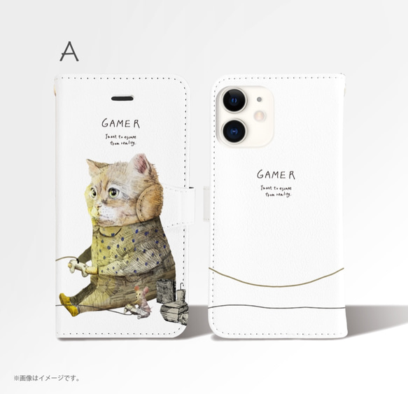 Original手帳型iPhoneケース「GAMER_CAT」 2枚目の画像