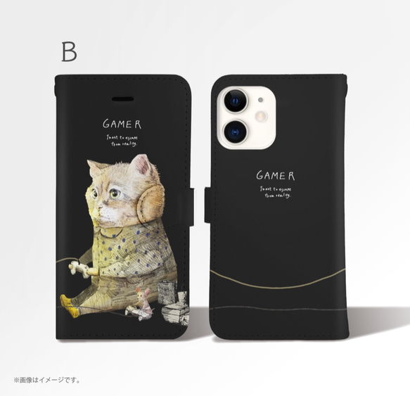 Original手帳型iPhoneケース「GAMER_CAT」 3枚目の画像