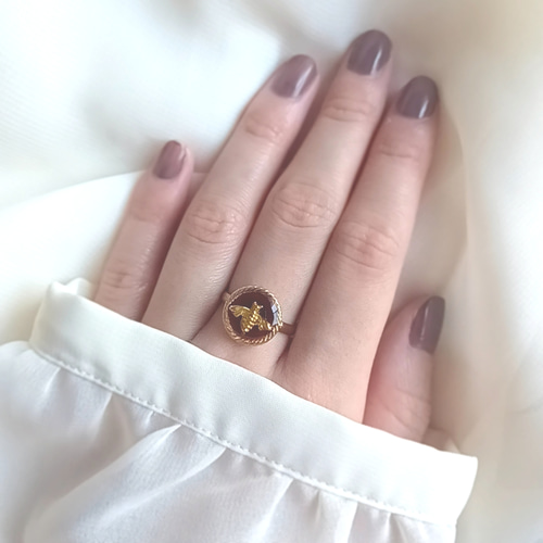 再販④♡ vintage honey bee 蜜蜂のヴィンテージリング A (ワイン